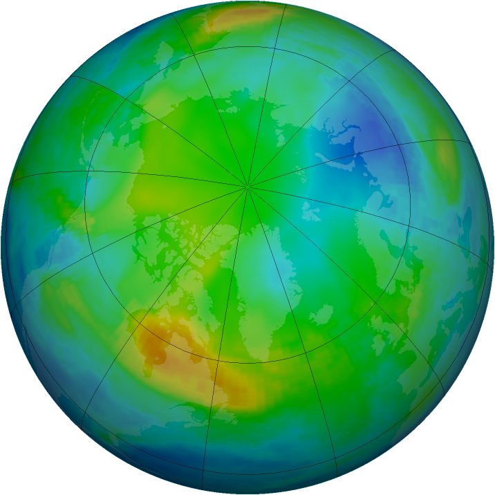 Arctic ozone map for 23 November 1993